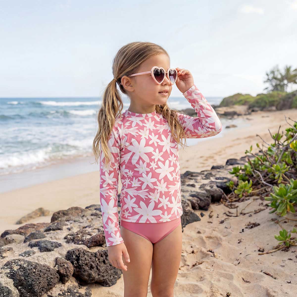 Dancing Plumeria Long Sleeve Rashguard - Image 2