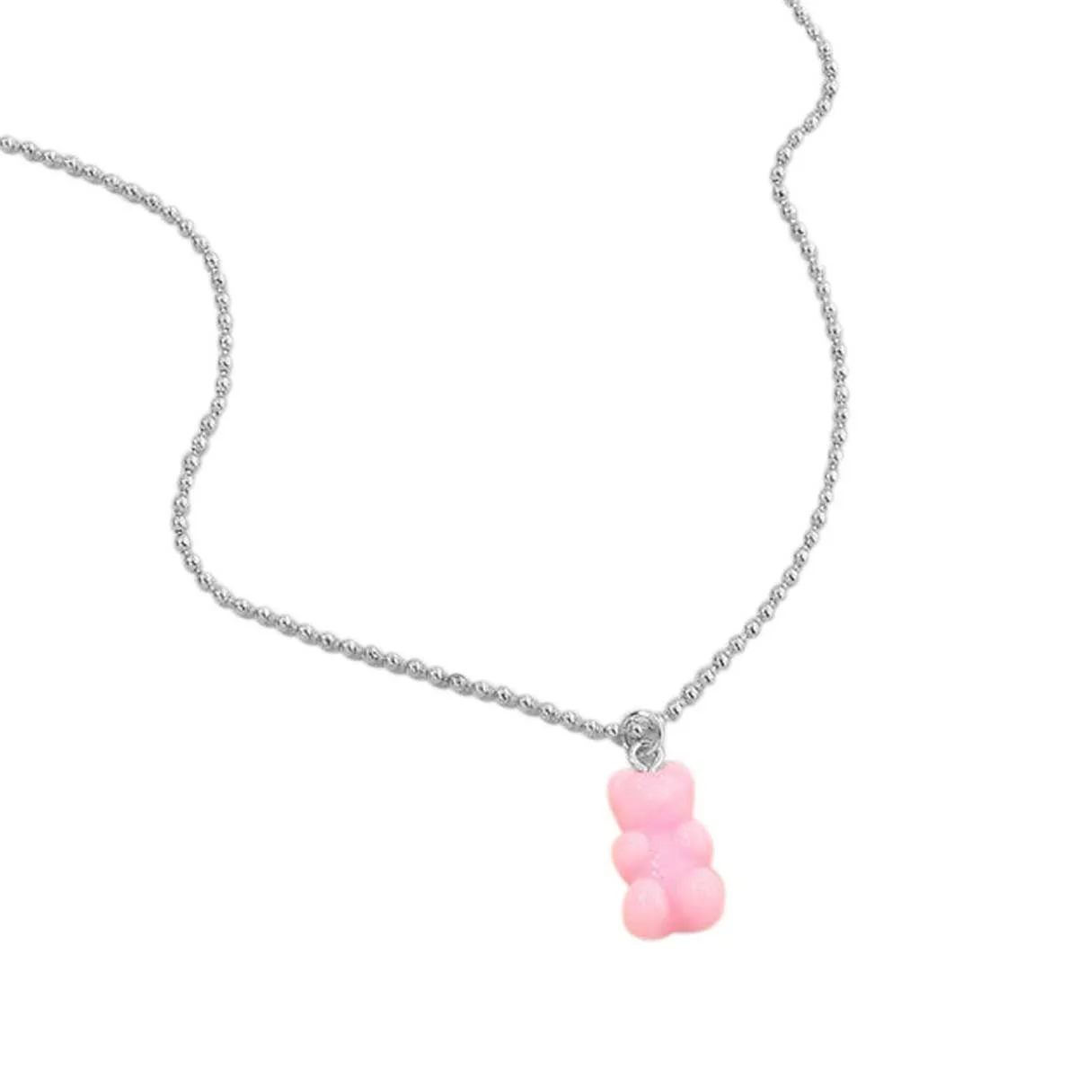 Gummy Bear Pendant Necklace, Light Pink