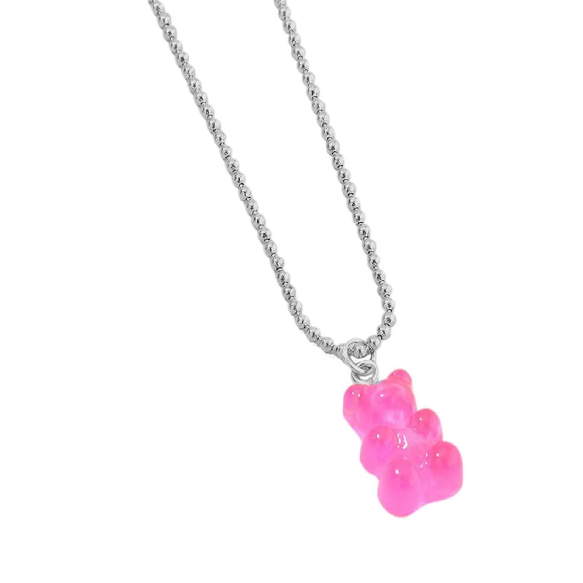 Gummy Bear Pendant Necklace, Pink