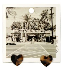 Heart Tortoise Stud Earrings Black & White - Image 2