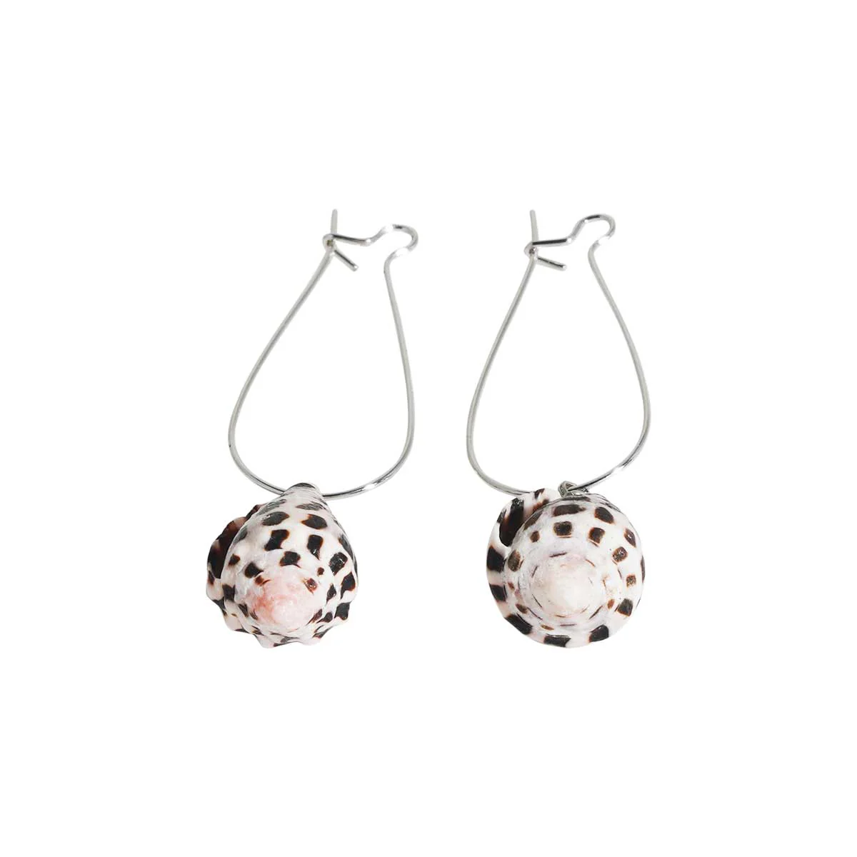 Hebrew Shell Wire Tall Hoop Earring, Silver