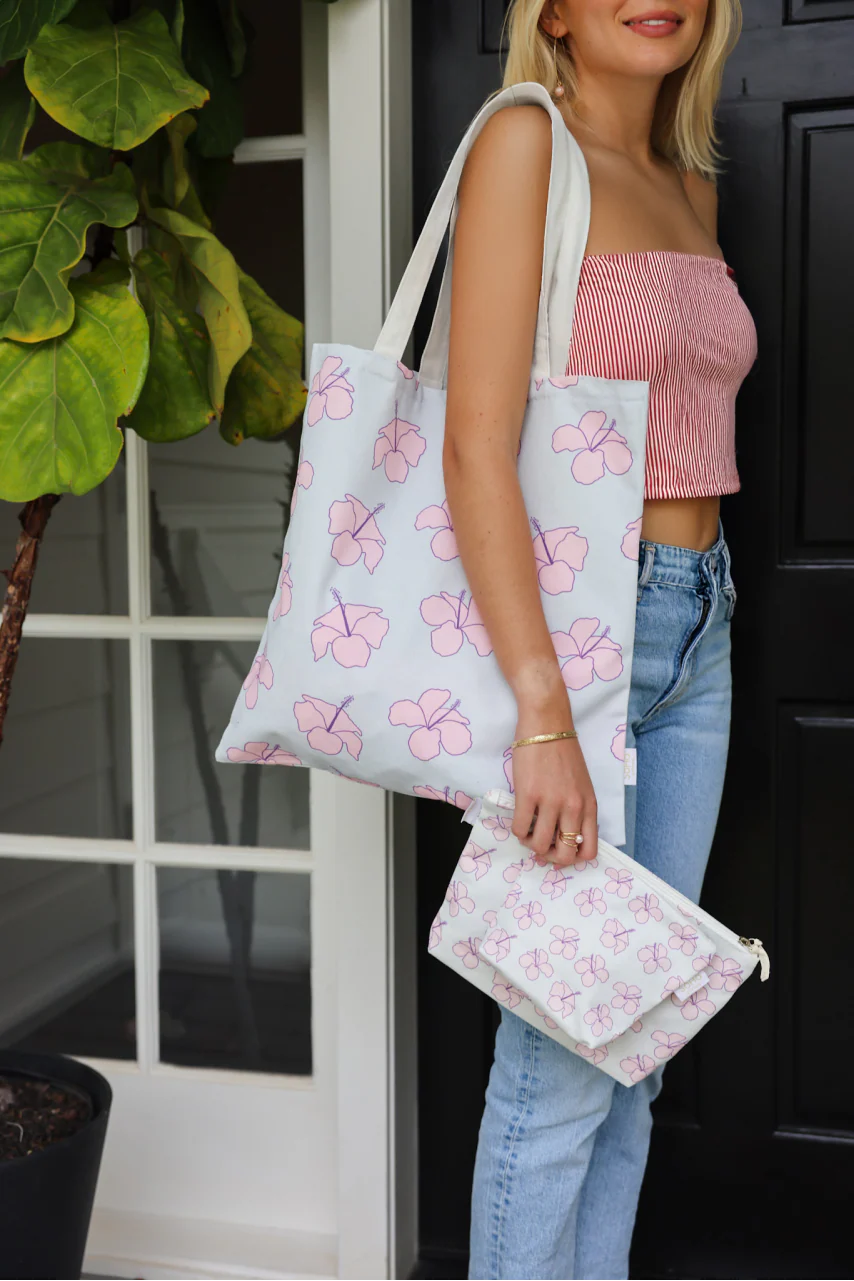 Hibiscus Baby Blue Tote - Image 4