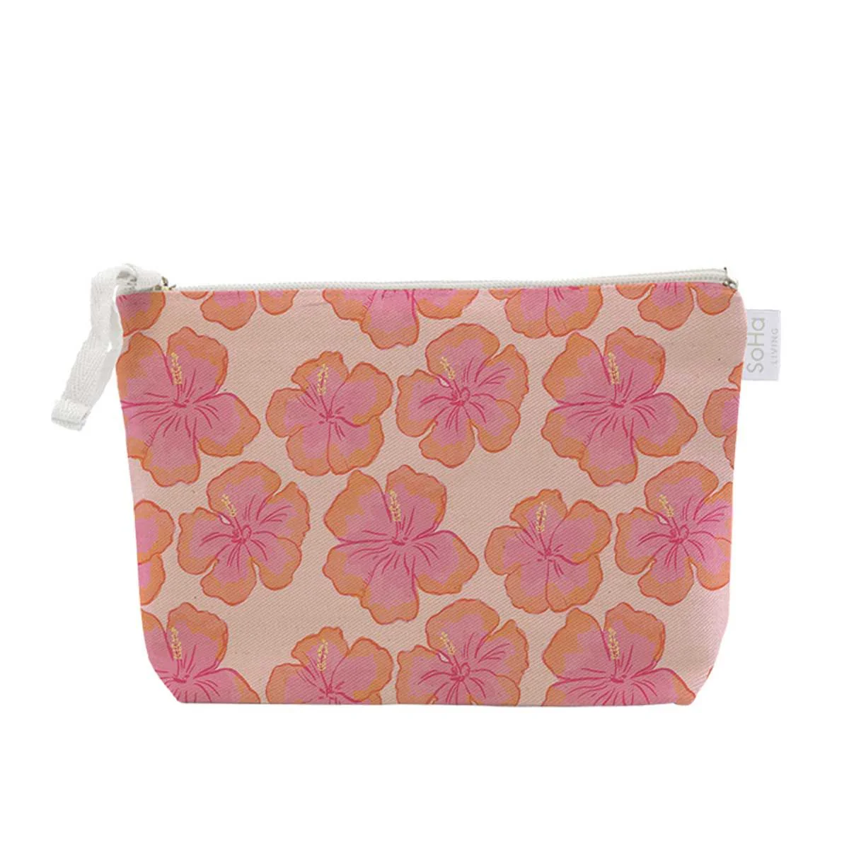 Hibiscus Blush Pink Cosmetic Bag, Large
