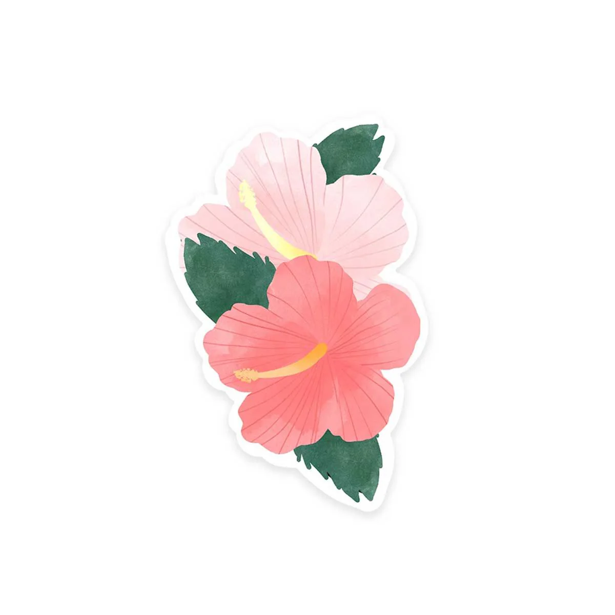 Hibiscus Pink and Red Sticker