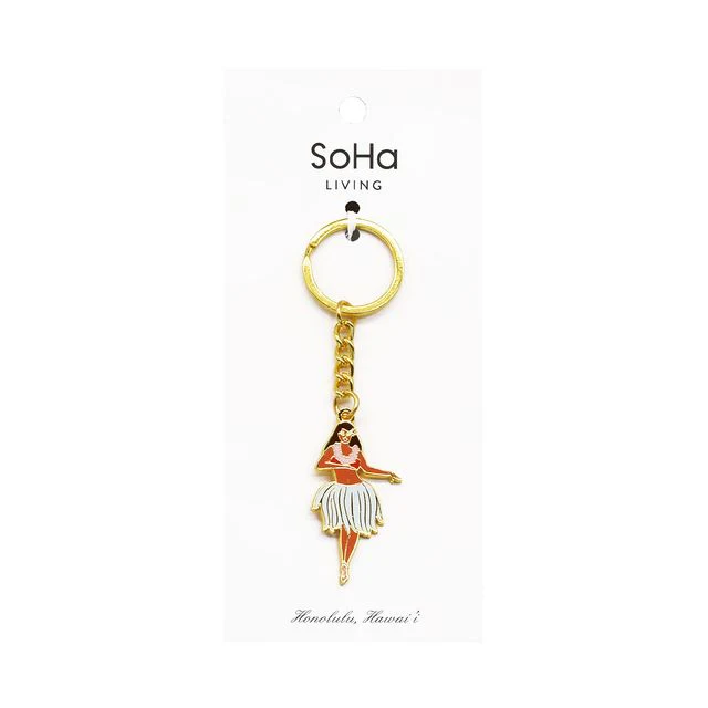 Hula Girl Dancer Enamel Keychain