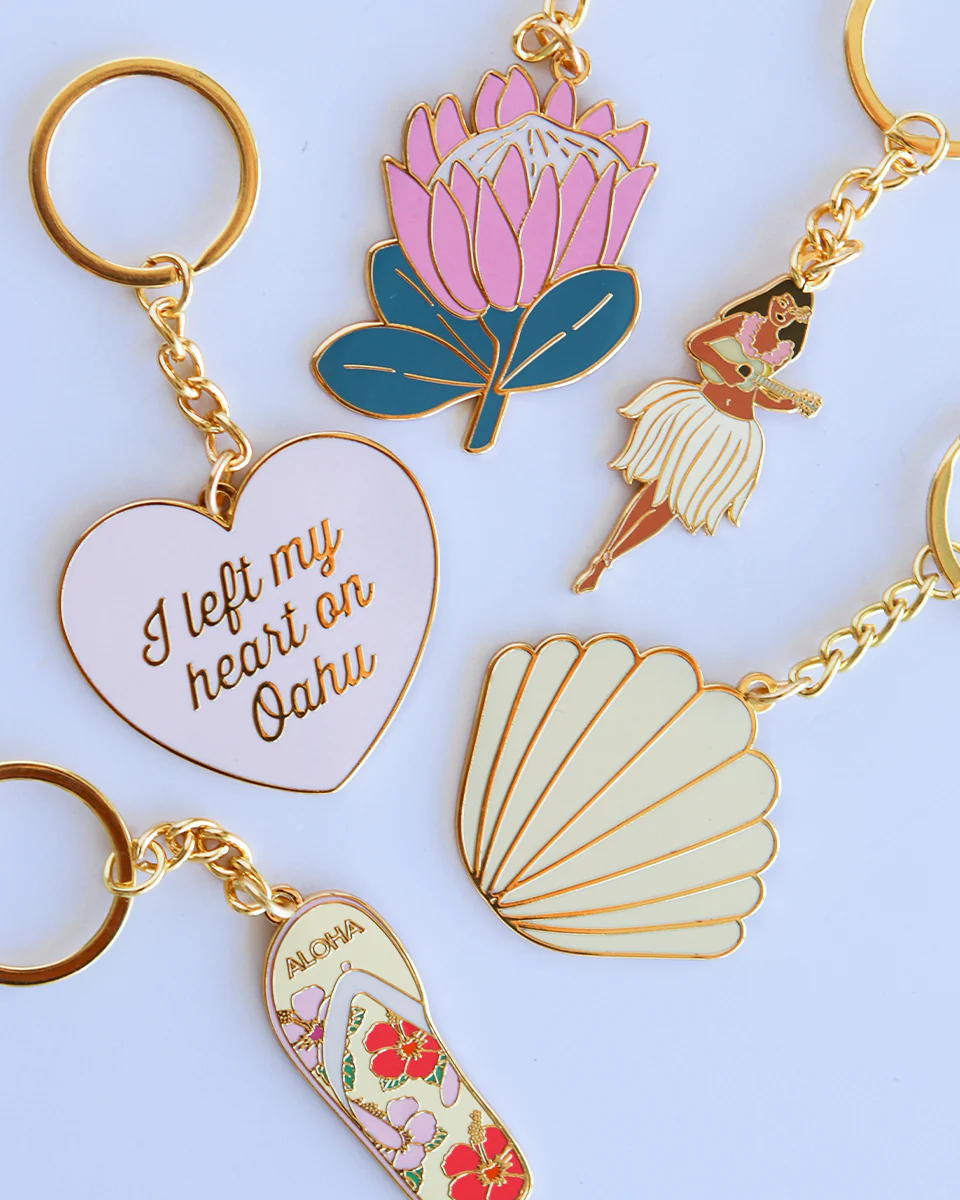 Hula Girl Ukulele Enamel Keychain - Image 6