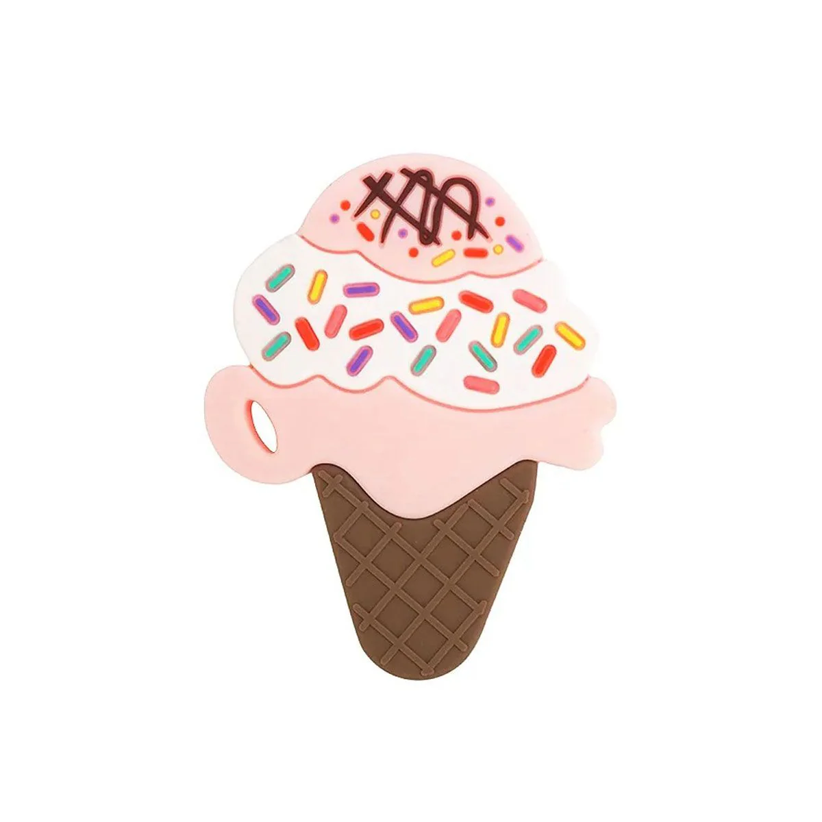 Ice Cream Shape Silicone Teether, Pink