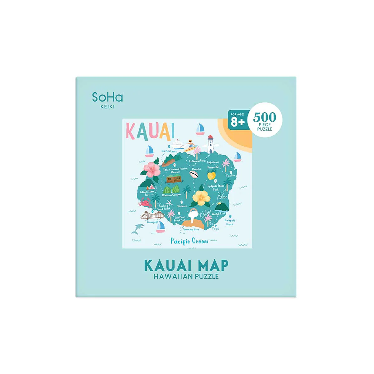 Kauai Map Square Puzzle, 500pcs