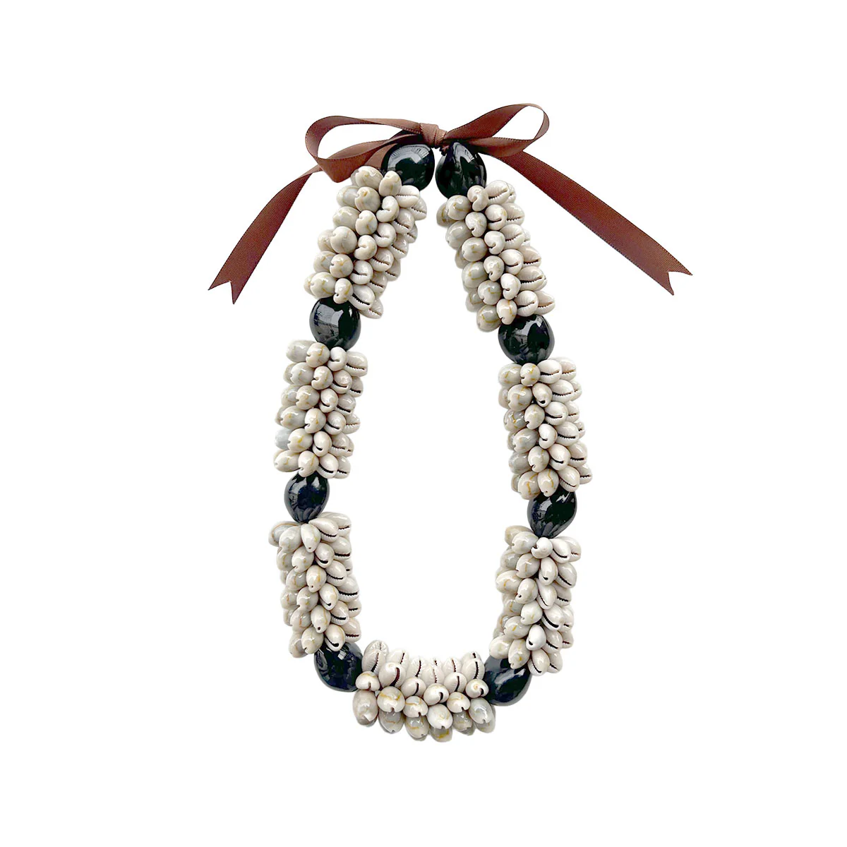 Lei Kuikui Nut Grey Cowrie Shell Necklace, Small