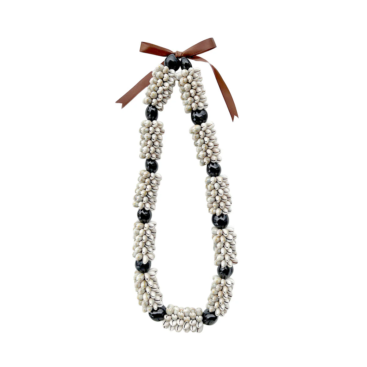 Lei Kuikui Nut Grey Cowrie Shell Necklace, Large