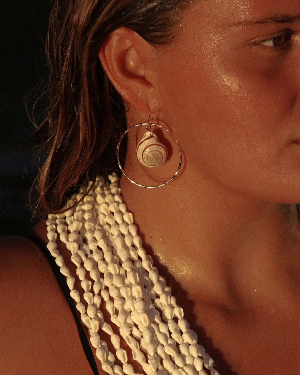 Hoop Earrings with Spiral Shell, Asstd - Image 2