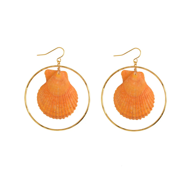 Manini Scallop Shell Hoop Hammer Earring, Gold
