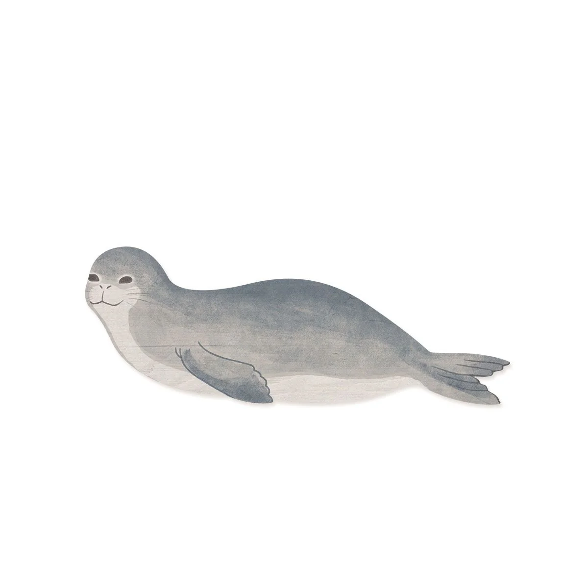 Monk Seal Wood Shape, Side View