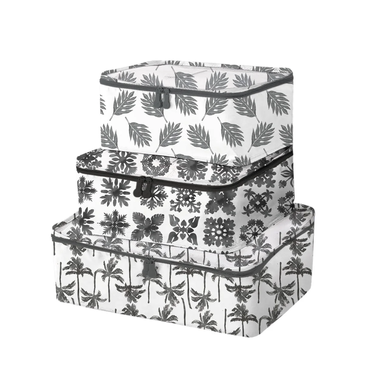 Monochrome Island Packing Cubes, Set of 3