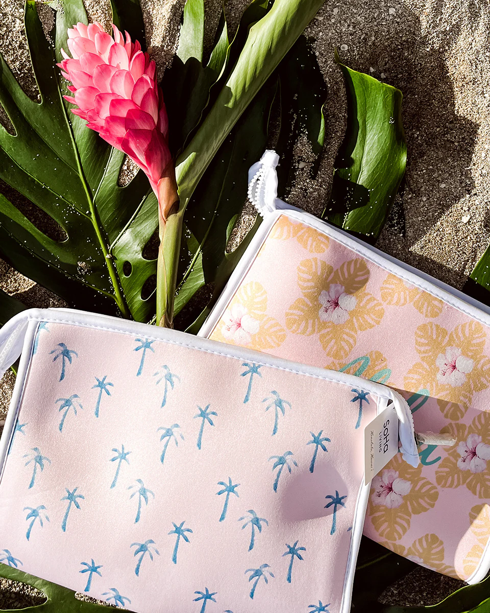 *Monstera and Hibiscus Aloha Neoprene Cosmetic Bag - Image 3