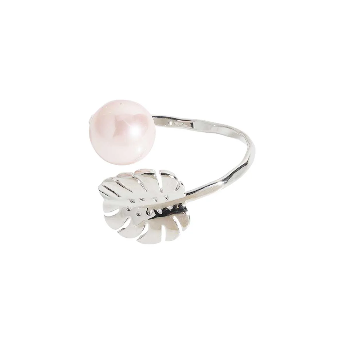 Monstera and Pearl Hammer Ring, Silver