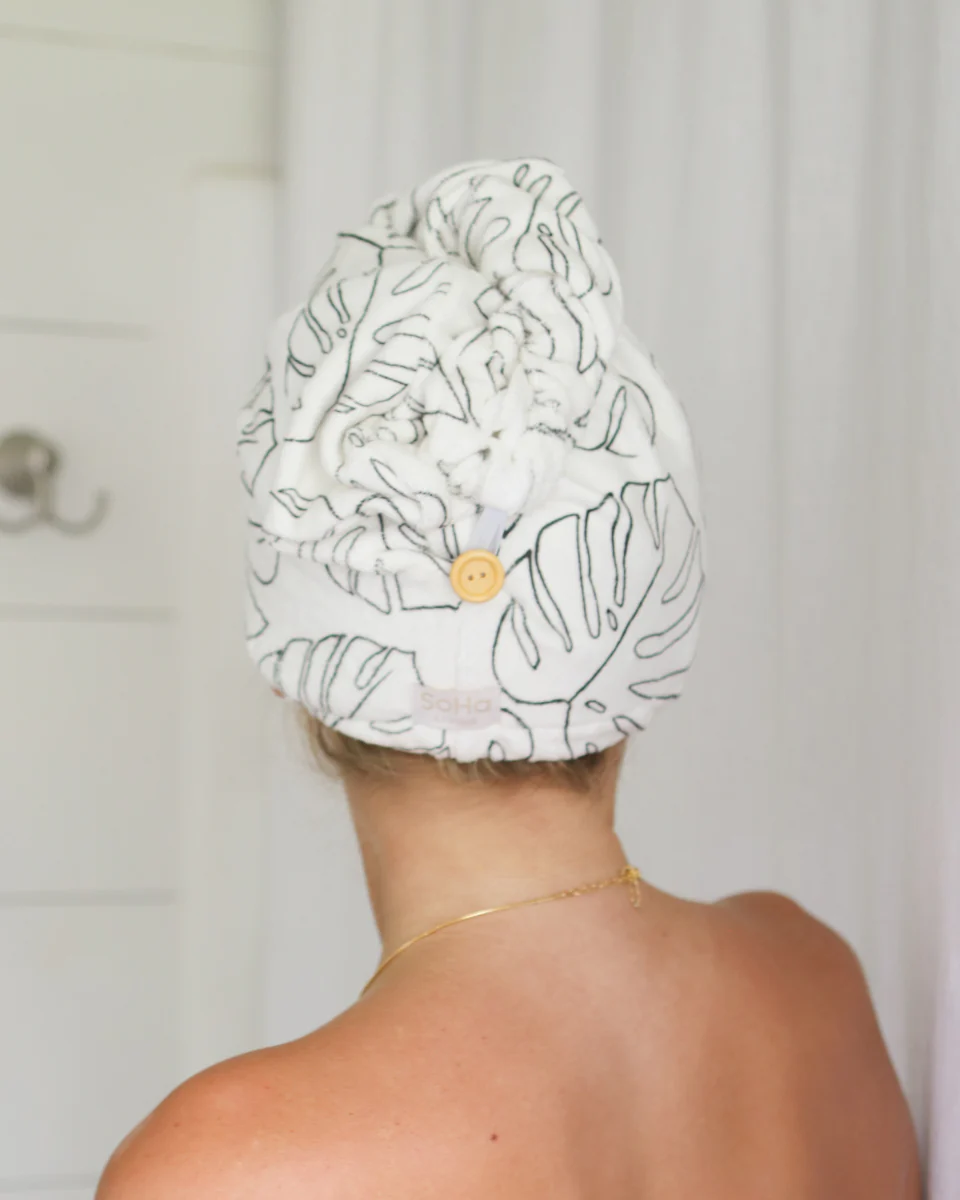 Monstera Outline Microfiber Hair Wrap - Image 3