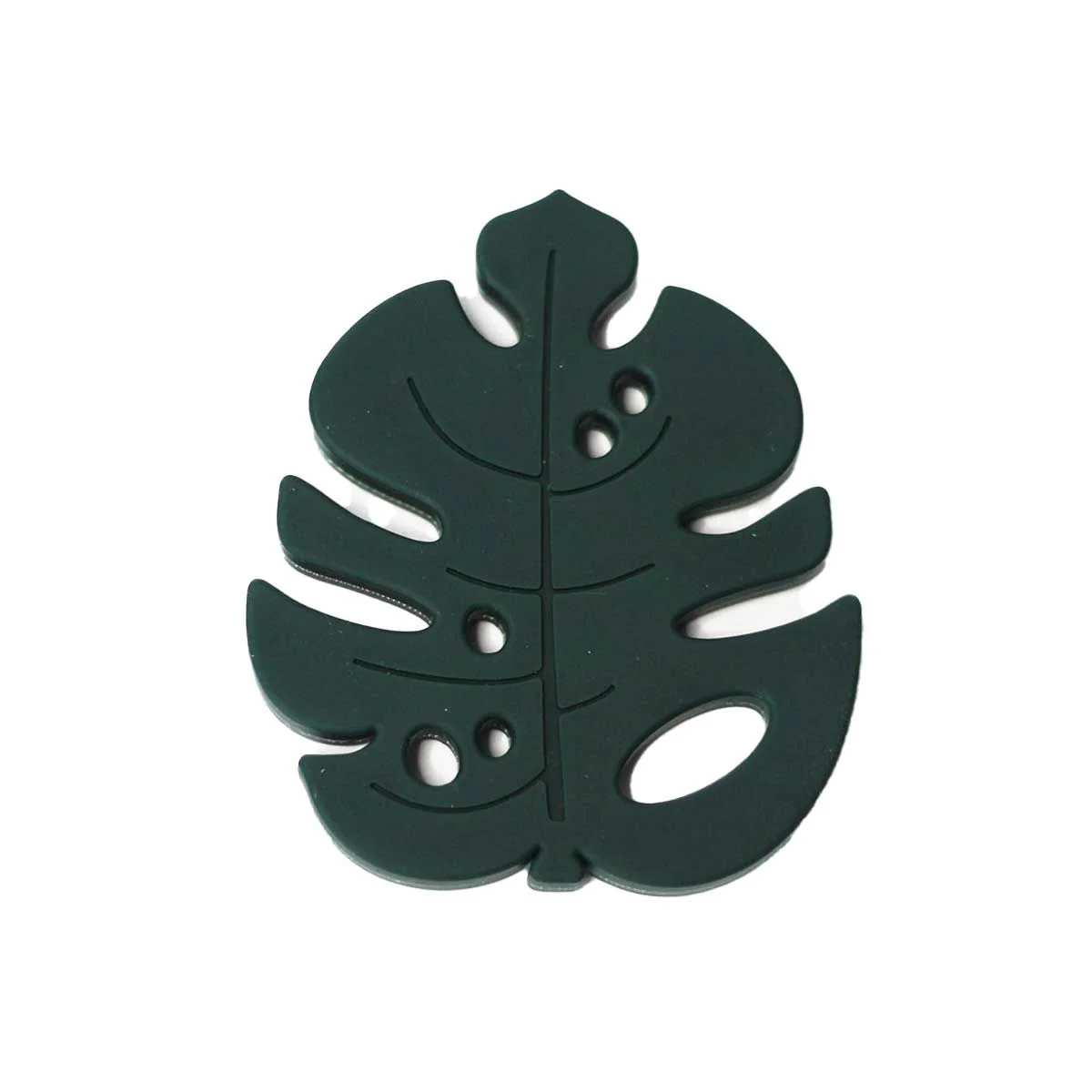 Monstera Shape Silicone Teether, Dark Green