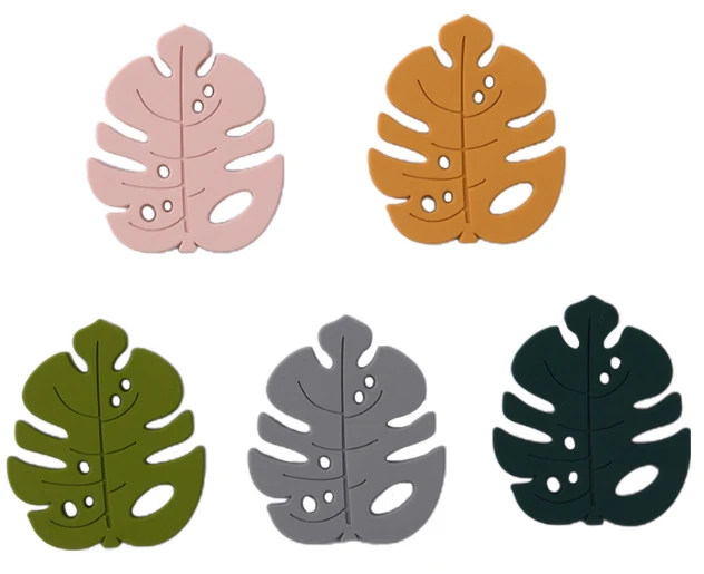 Monstera Shape Silicone Teether, Dark Green - Image 2