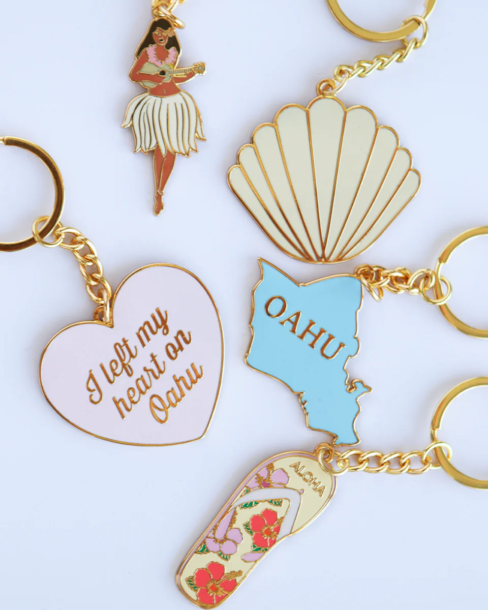 Oahu Island Enamel Keychain - Image 5