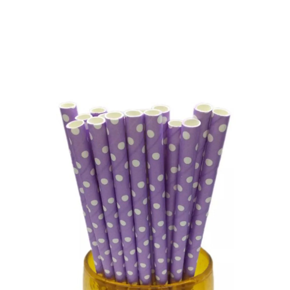 *Paper Straw Pack of 25, Purple with White Mini Dots