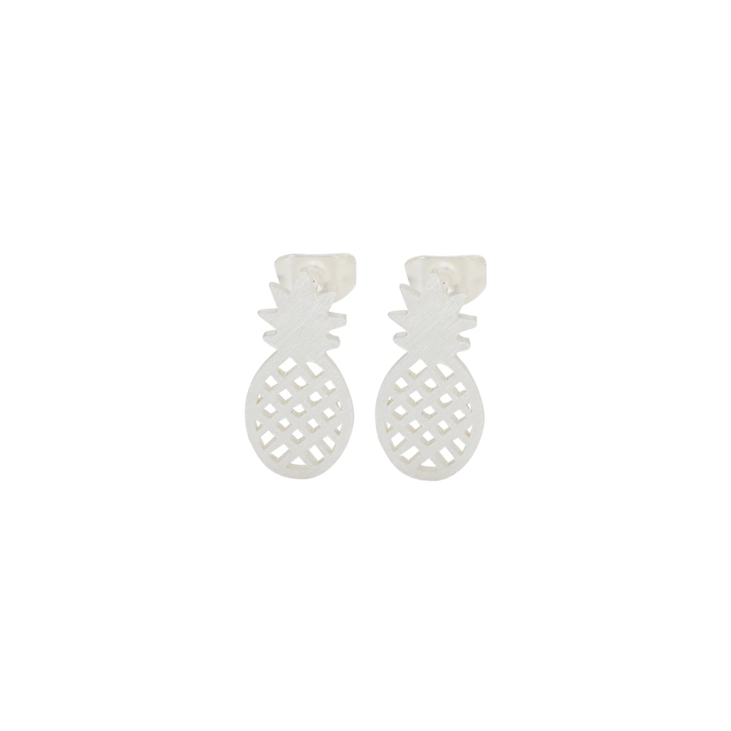 Pineapple Brushed Earrings, Silver