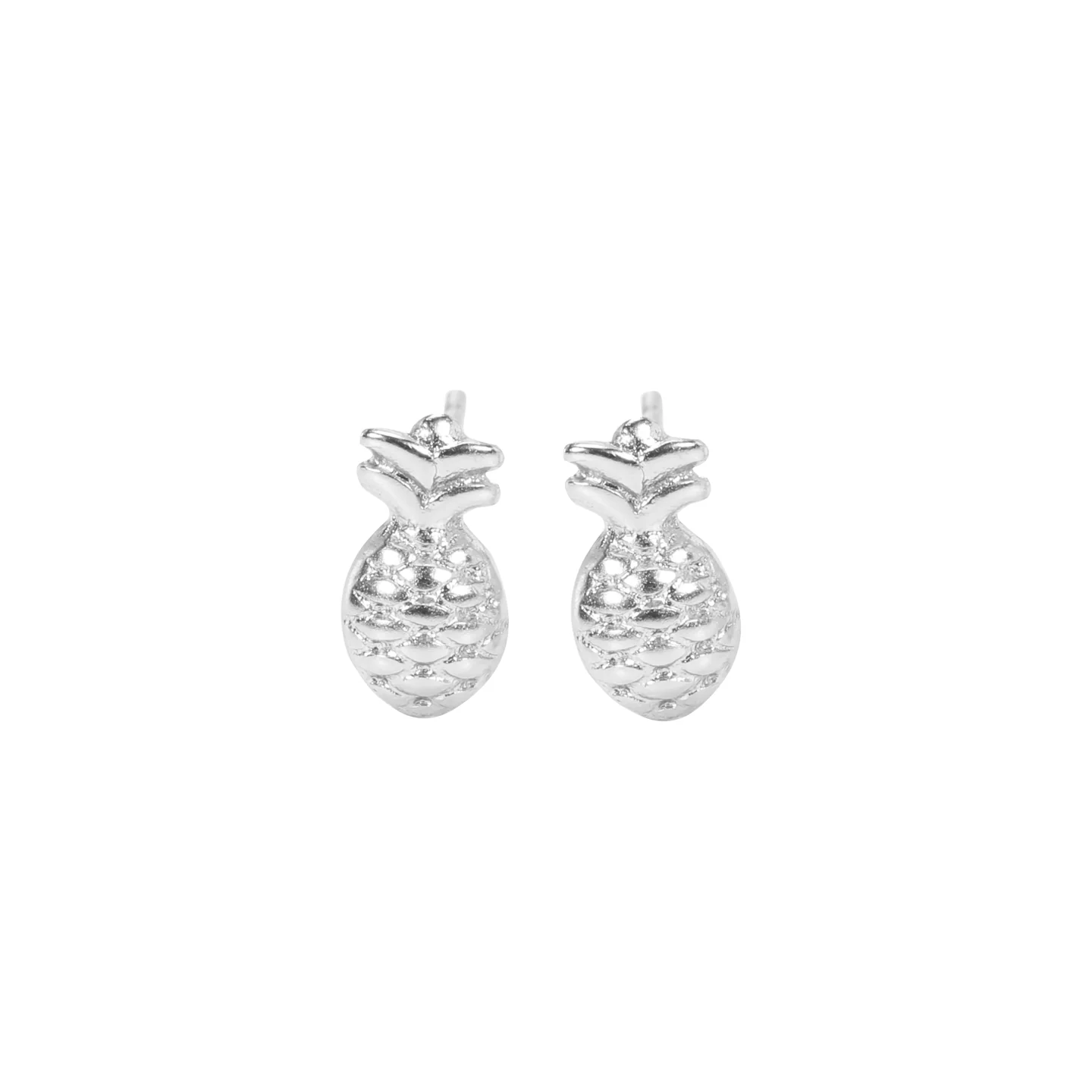 Pineapple Earrings, Silver