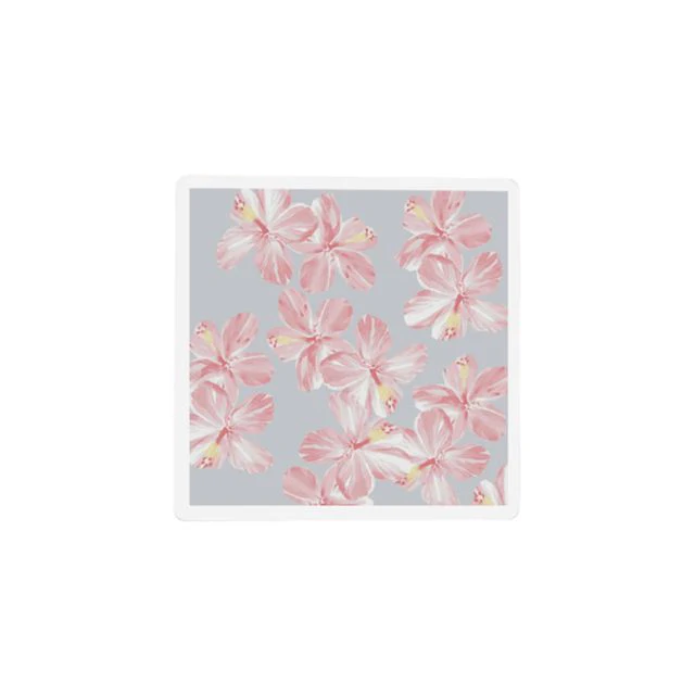 Pink Hibiscus Ceramic Square Coaster