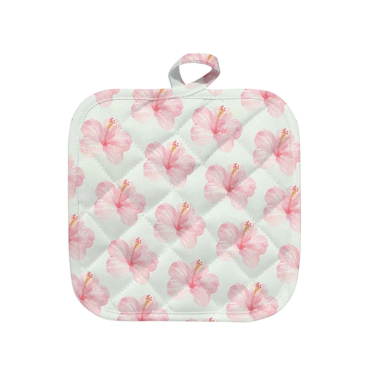 *Pink Hibiscus on Green Pot Holder