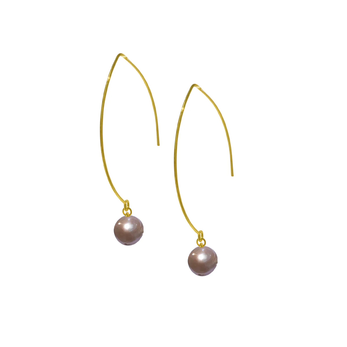 Pink Pearl Wire Drop Earrings
