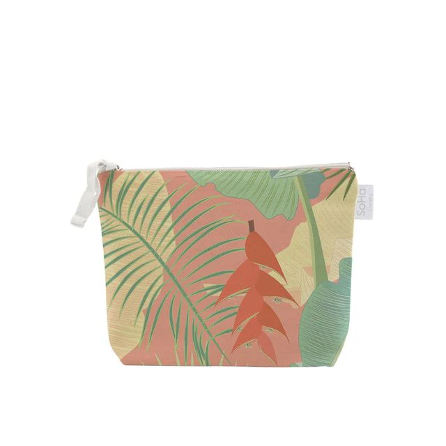 Pink Tropical Cosmetic Bag, Small