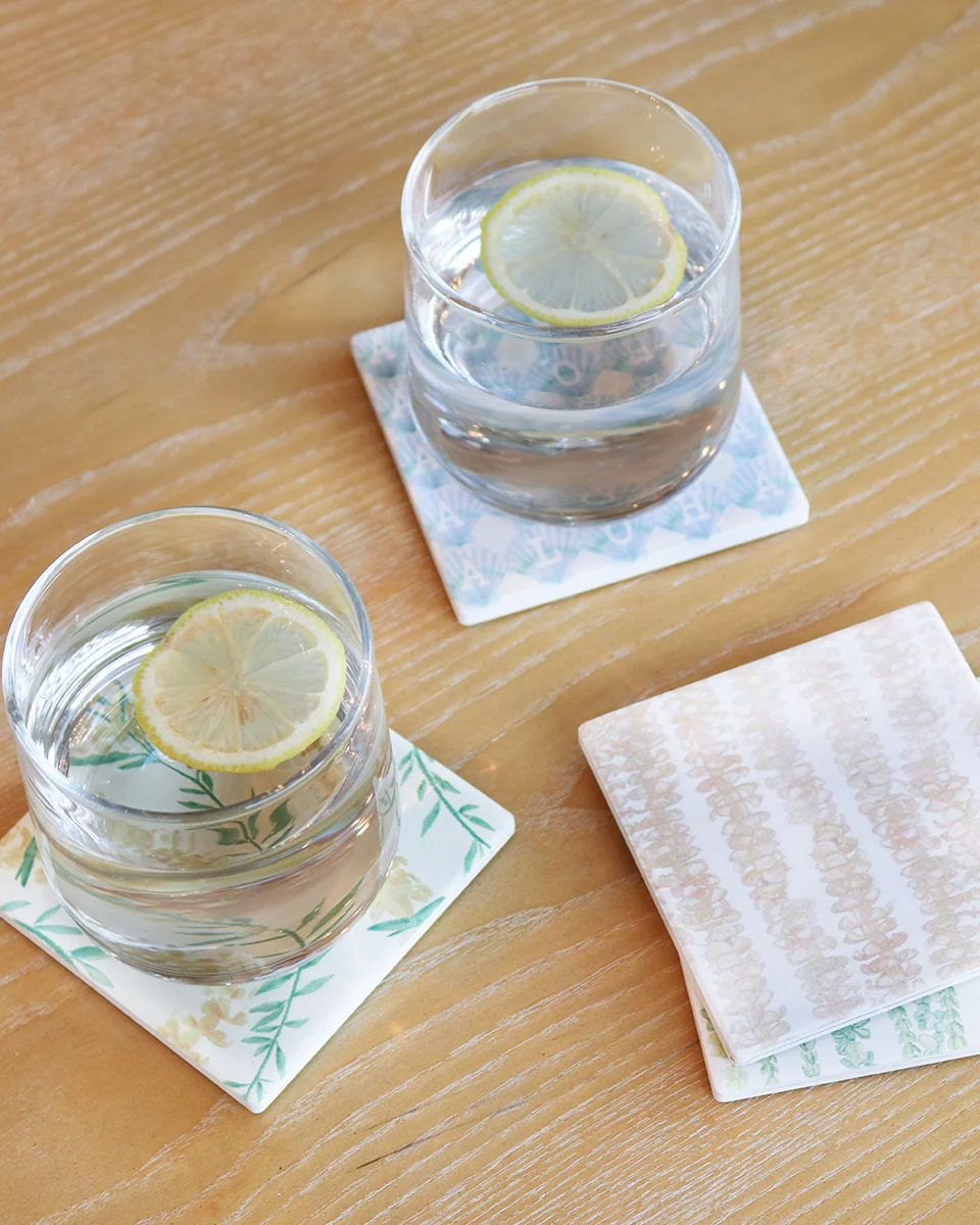Puakenikeni Yellow Ceramic Coaster - Image 5