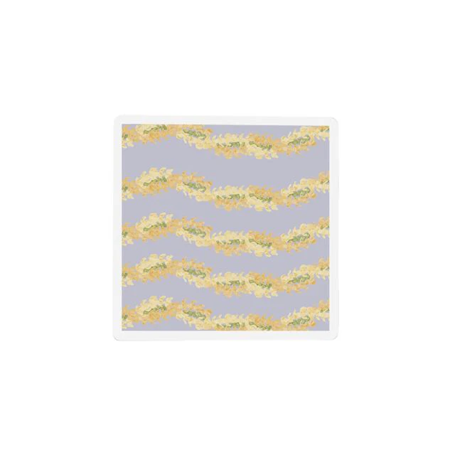 Puakenikeni Lei Gray Ceramic Square Coaster