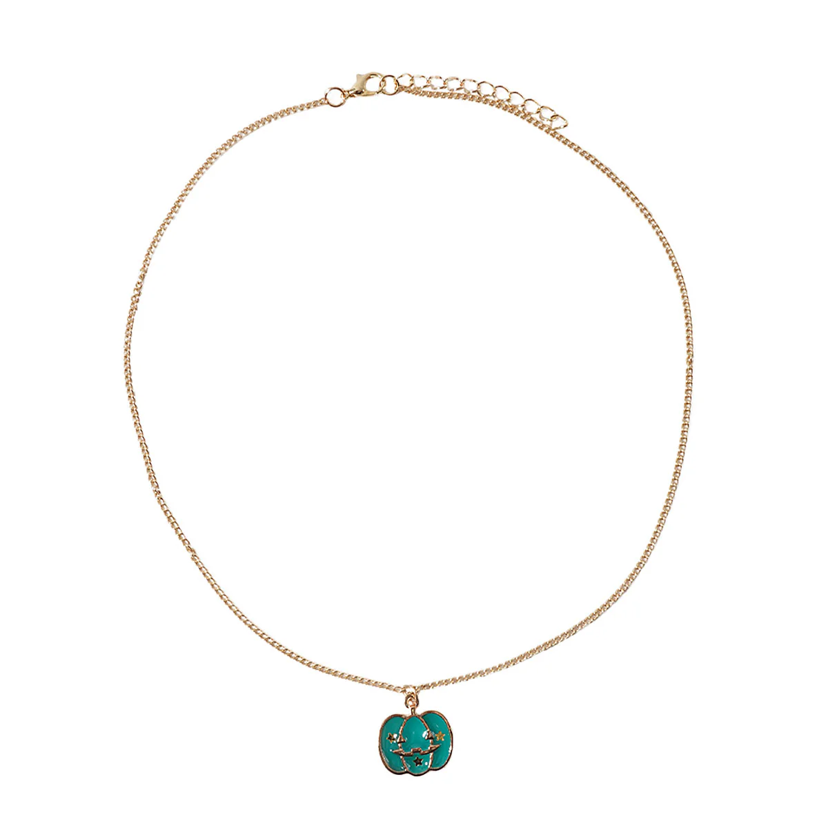 Pumpkin Enamel Necklace, Green