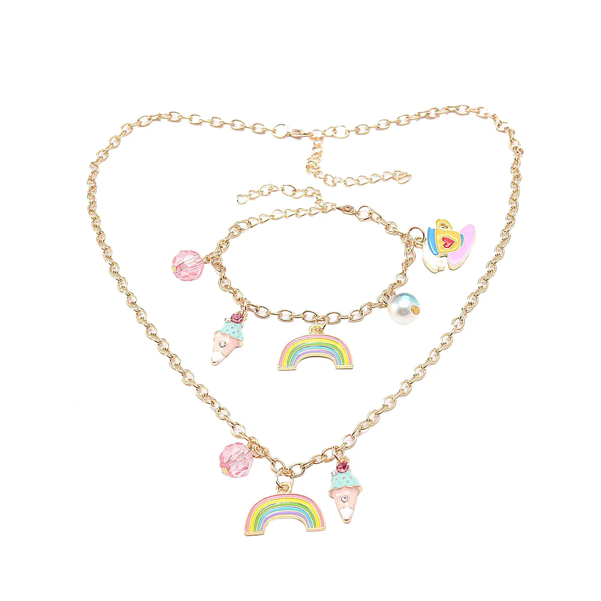 Rainbow and Ice Cream Pendant Jewelry, Set - Image 2