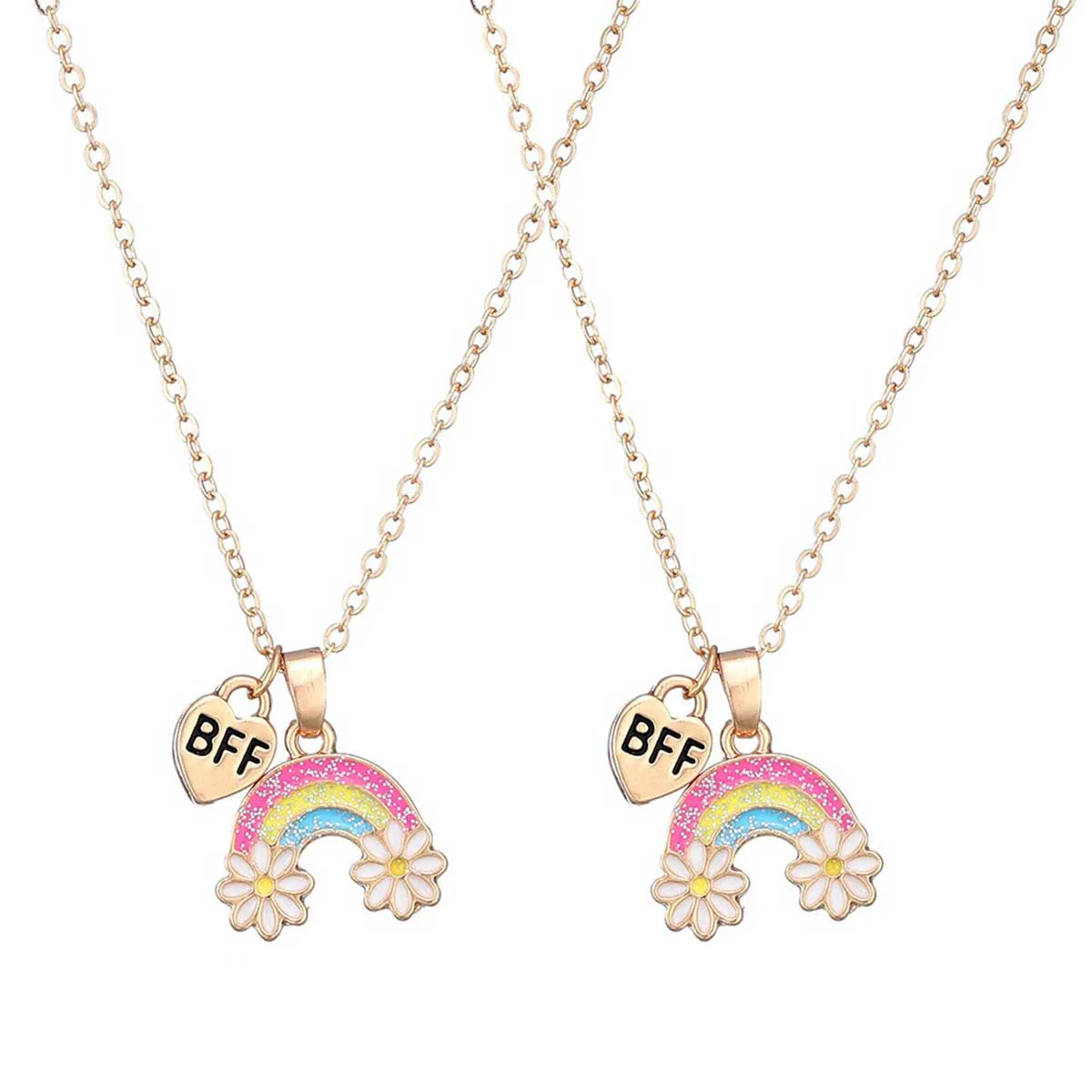Rainbow Daisy Necklace BFF Set