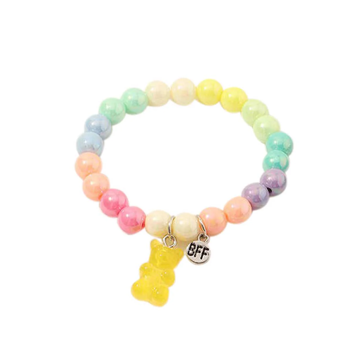 Rainbow Gummy Bear Charm Bracelet,  Yellow