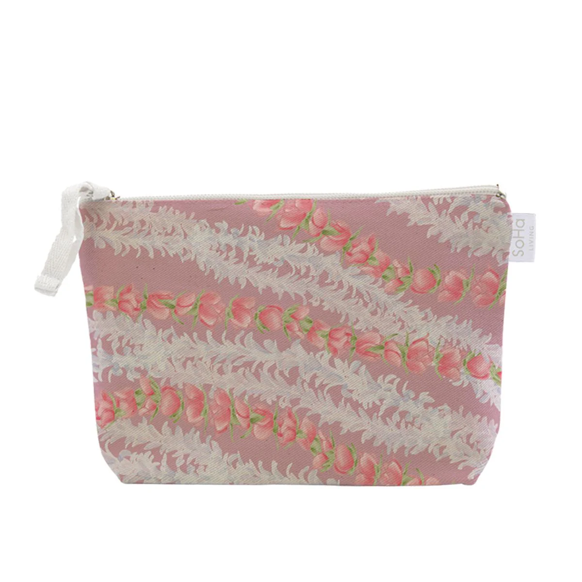 Red Rose Lei Cosmetic Bag, Large
