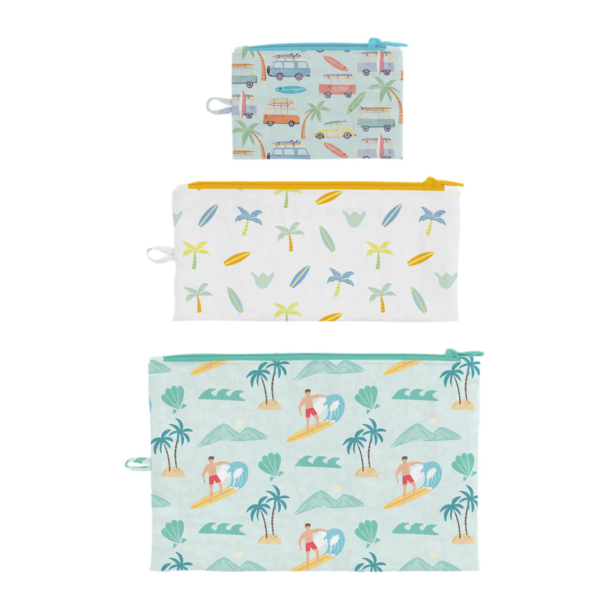 Rolling Tides Flat Pouch, Set of 3