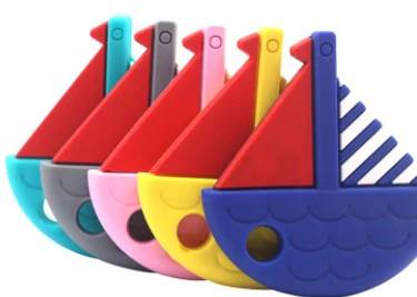 *Sailboat Shape Silicone Teether, Yellow - Image 2