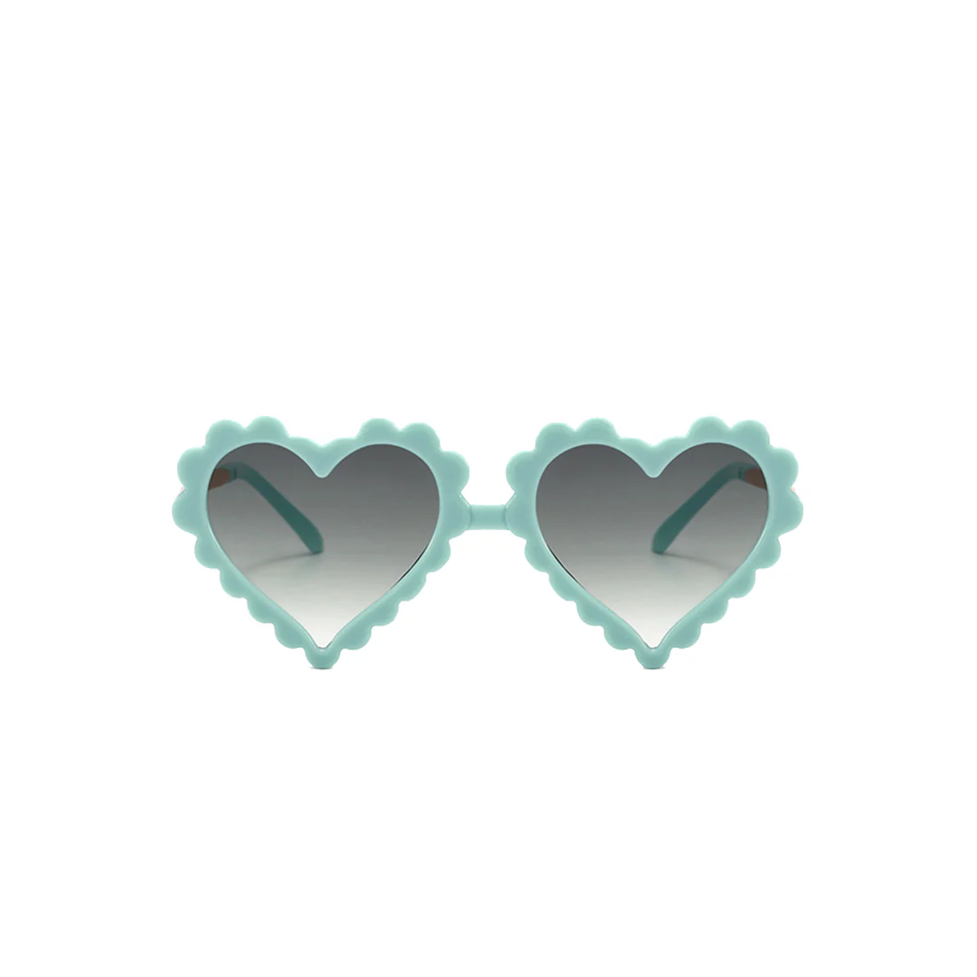 Scalloped Heart Sunglass, Sky and Gold - Image 2