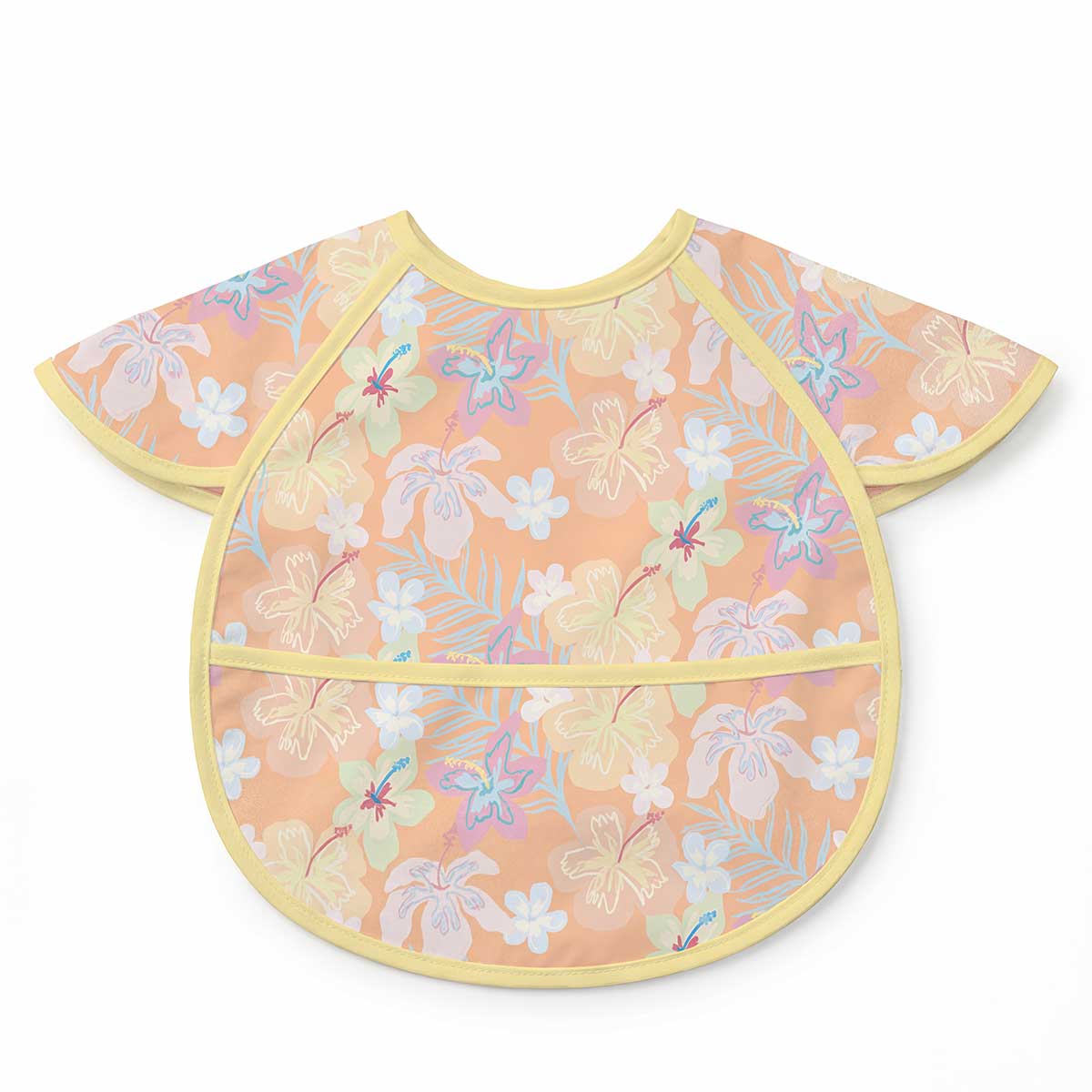 Scribble Petal Waterproof Bib with Short Sleeves
