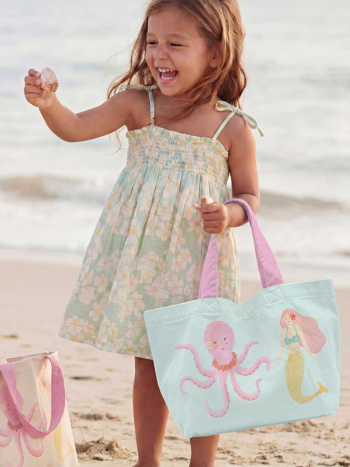 Sea Sparkle Short Tote Bag, Aqua - Image 2