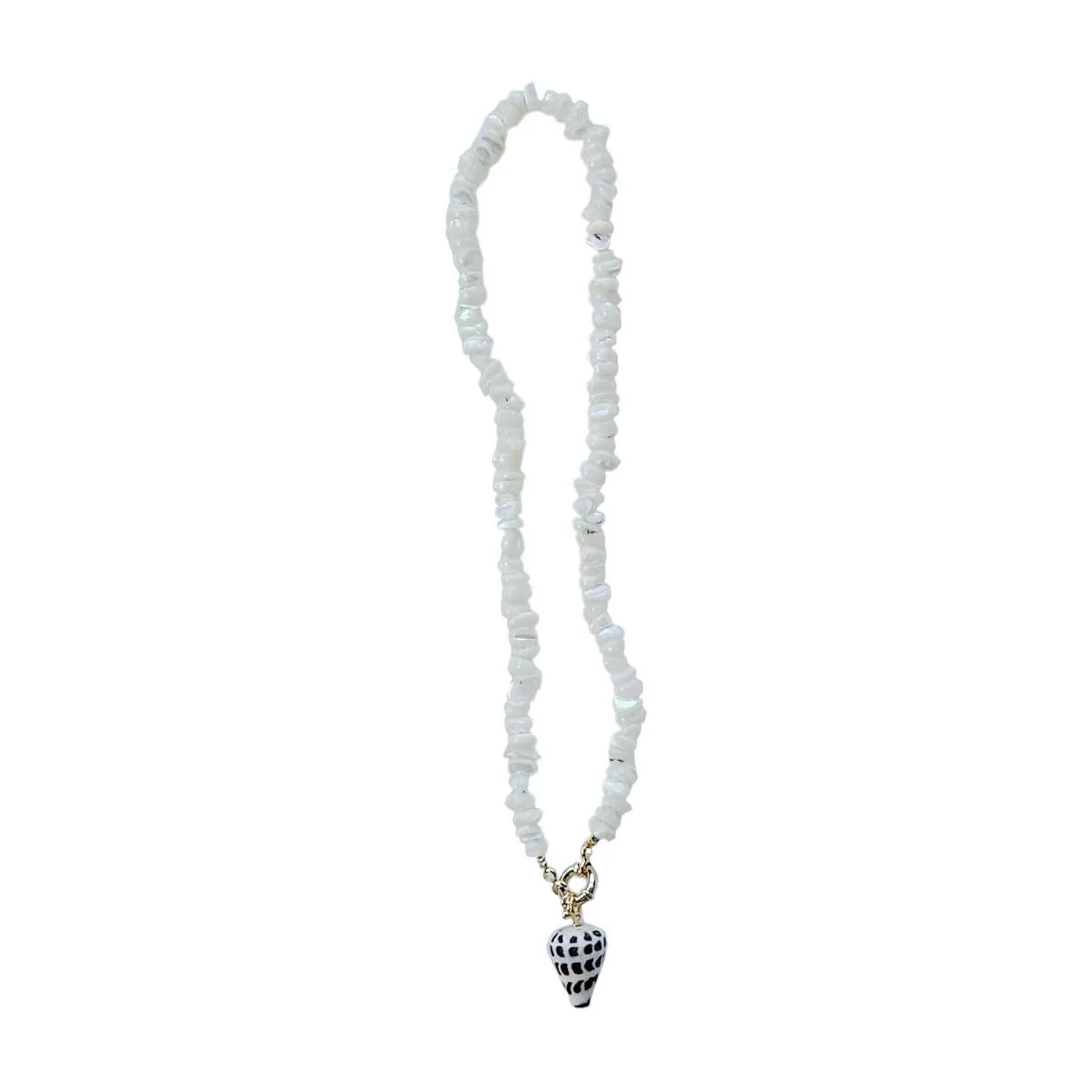 Seashell Beads with Hebrew Pendant Necklace