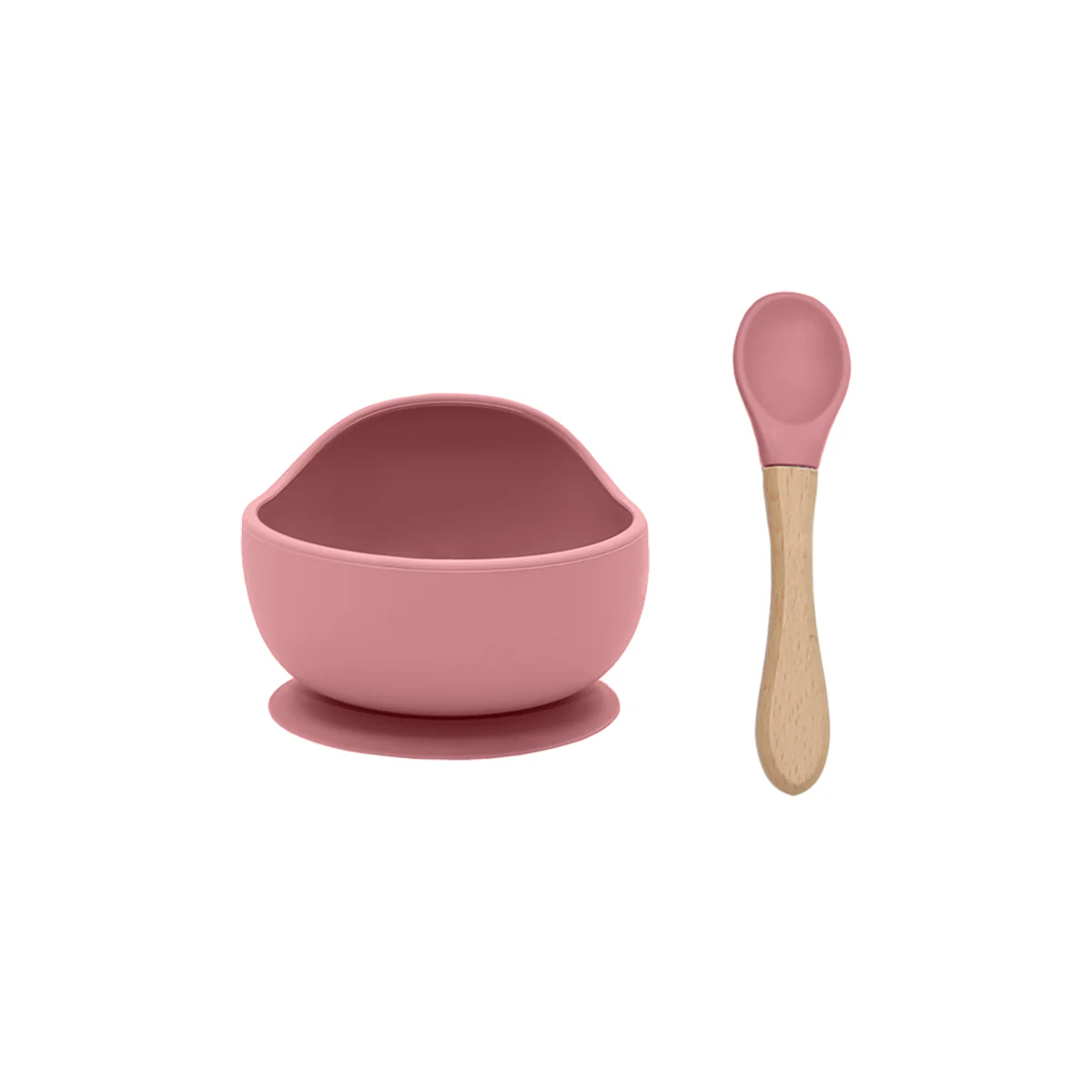 Silicone Bowl & Wooden Spoon Set, Hibiscus