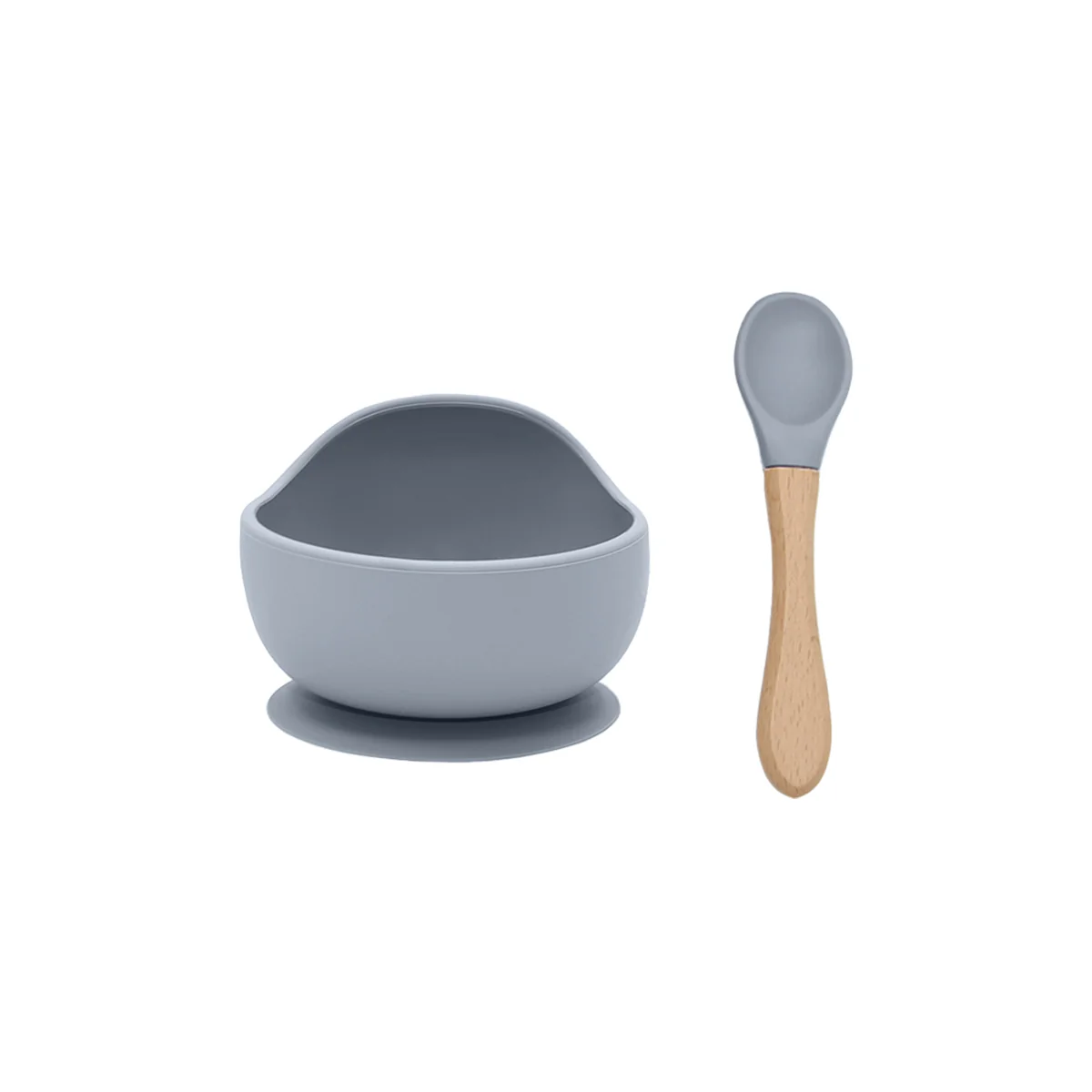 Silicone Bowl & Wooden Spoon Set, Lava Rock