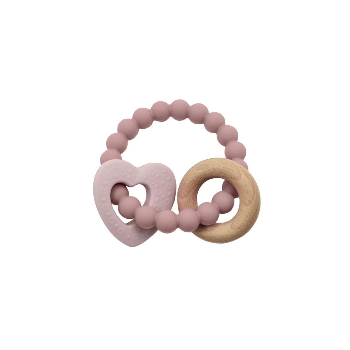 *Silicone Teether Heart, Hawaiian Rose