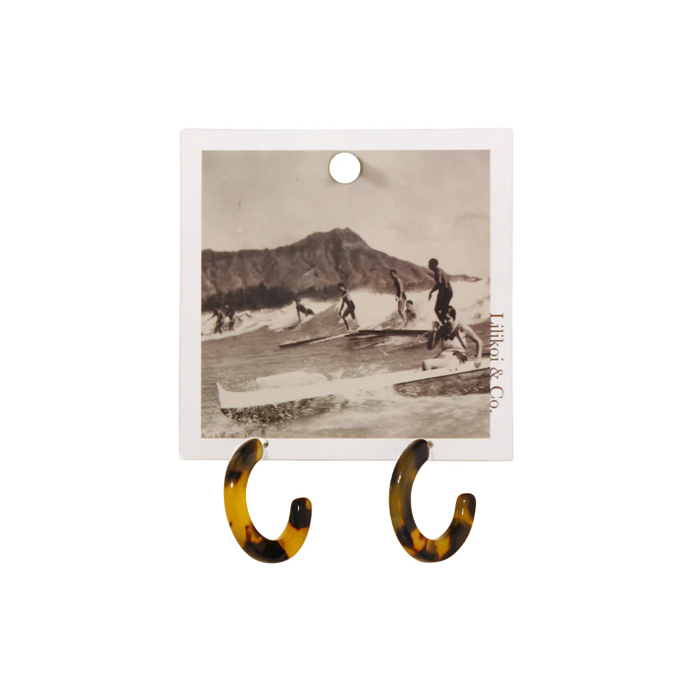 Small Tortoise Hoop Stud Earrings Tortoise