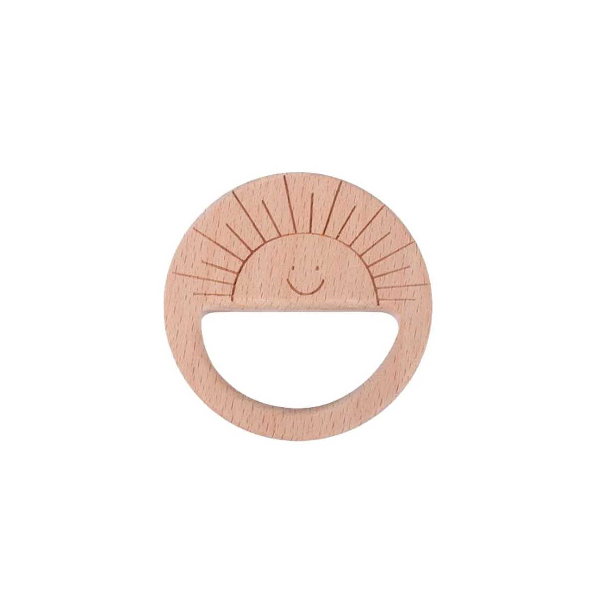 *Smiley Sun Shape Wood Teether