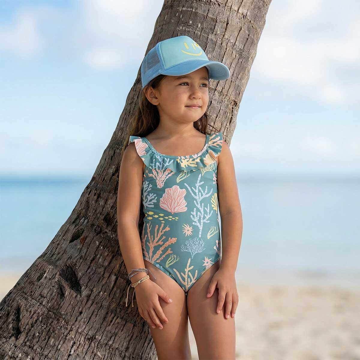 Smiling Bloom Aqua Keiki Trucker Hat - Image 3